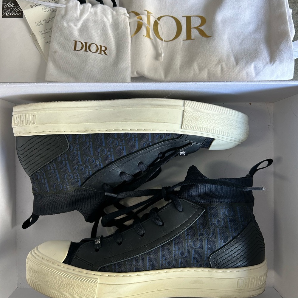 Dior Men's Navy and Black High-Top Sneakers